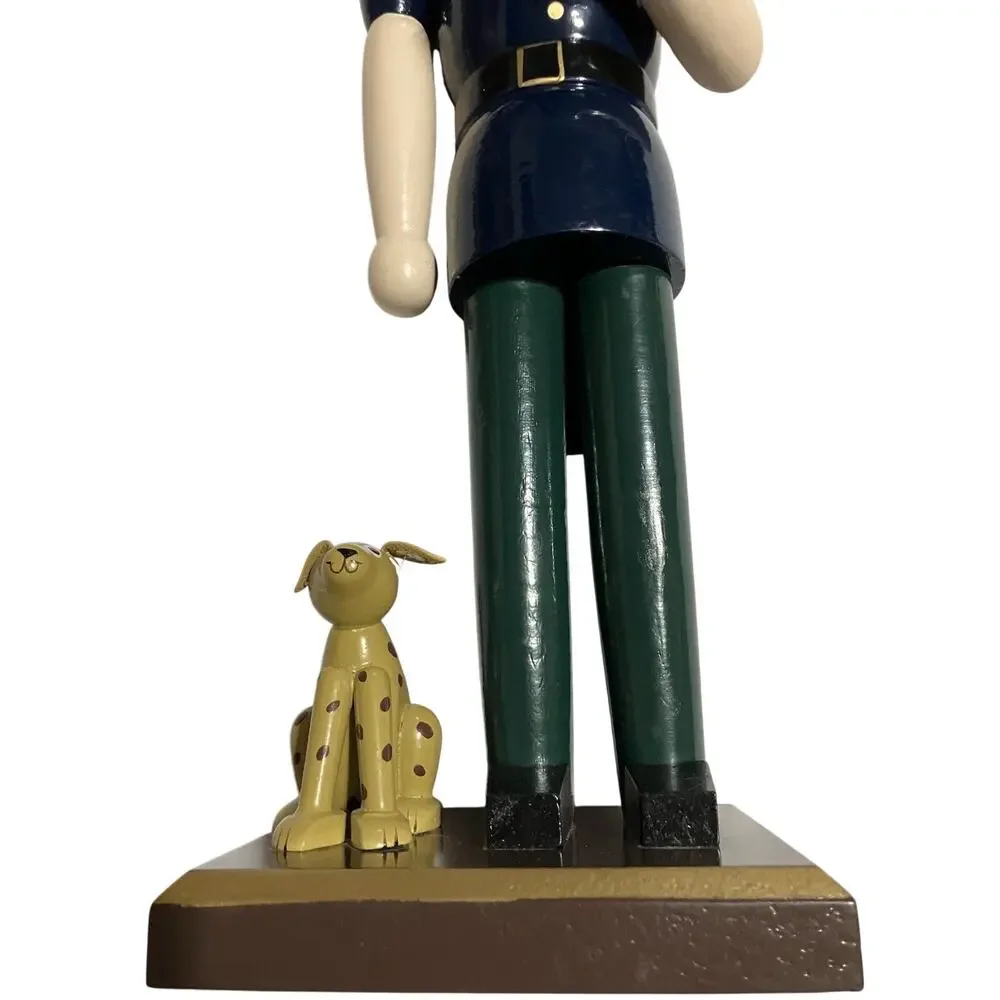Policeman Watchman Nutcracker Holding Walkie Talkie with Spotted K9 Dog 14